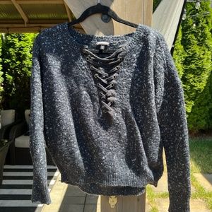 Black Lace Up Sweater